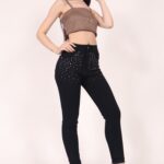 Skinny elastizado con strass black ruedo normal