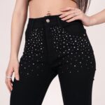 Skinny elastizado con strass black ruedo normal