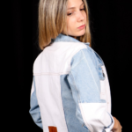Chaqueta mom rígida bicolor