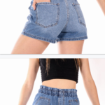 Short rígido bolsillo plaqué cintura con elástico ruedo normal