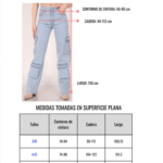 Jean wide leg cargo elastizado ruedo normal