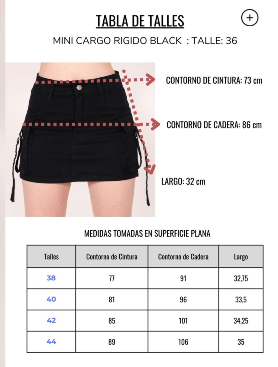 Pollera mini cargo rígida Black con tiras ruedo desflecado