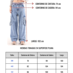 Wide leg cargo nevado con tiras ruedo normal