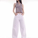 Wide Leg rigido blanco ruedo normal