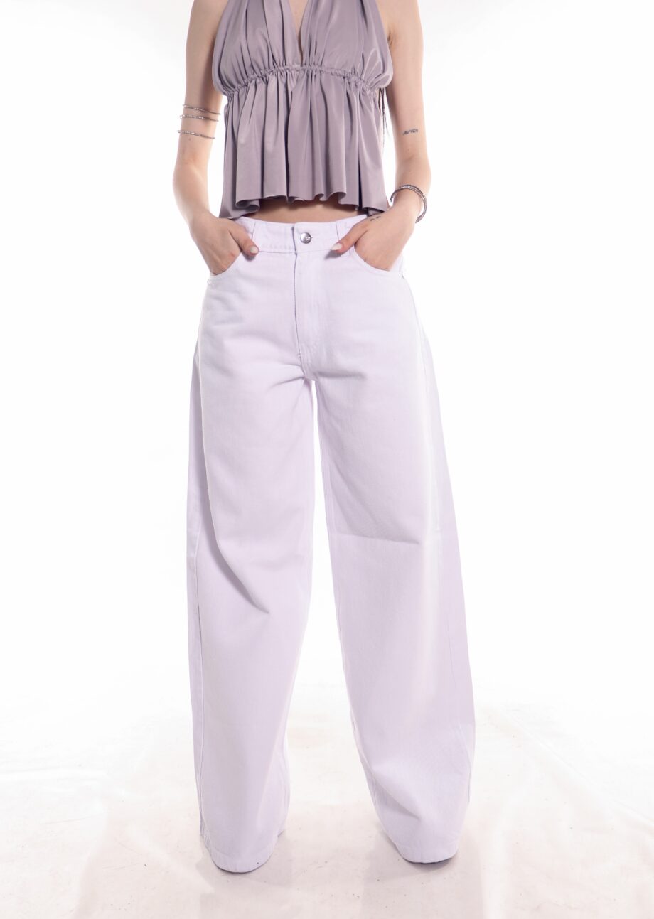 Wide Leg rigido blanco ruedo normal