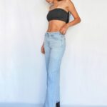 Wide leg elastizado celeste nevado ruedo normal