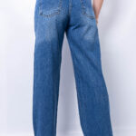 Wide leg cintura ajustable azul piedra