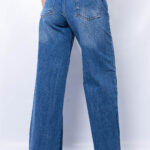 Wide leg cintura ajustable azul piedra