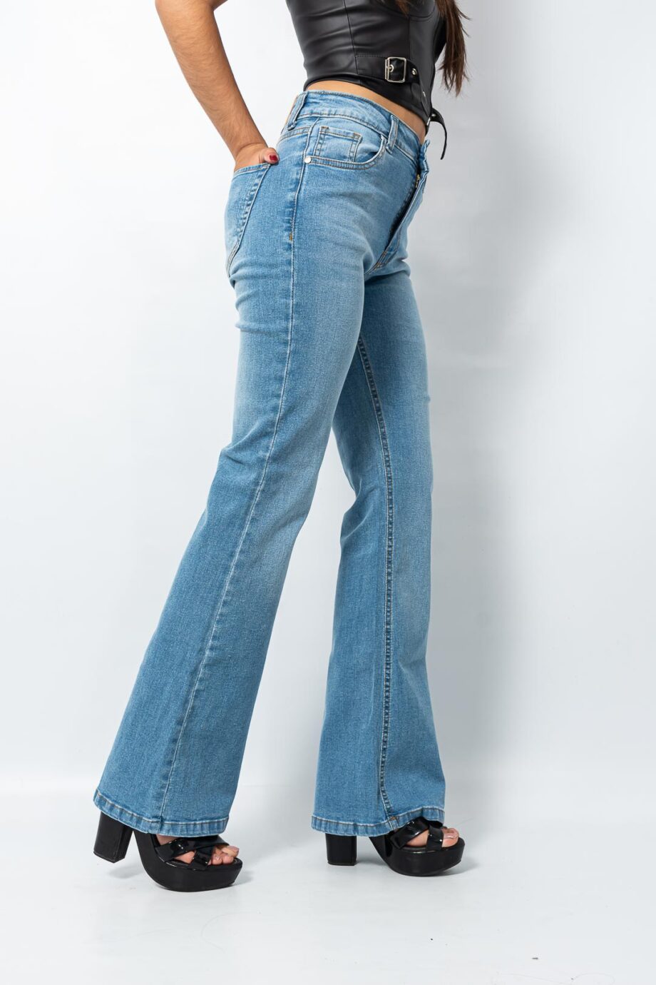 Oxford Flare elastizado Azul piedra localizado