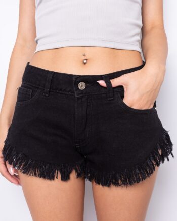 Short rigido BLACK ruedo desflecado