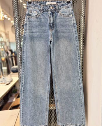 Wide Leg Rígido Tiro Medio Azul Nevado Localizado Ruedo Normal