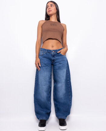 Baggy Rígido Tiro Bajo Azul Nevado Localizado Ruedo Normal