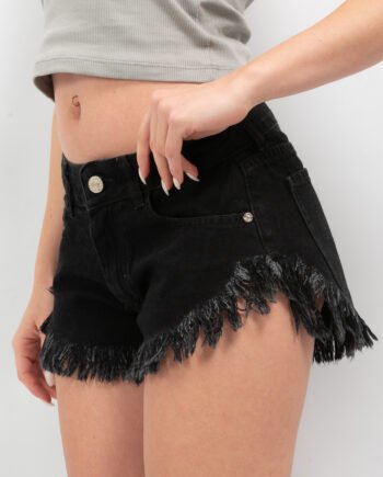 Short rígido Tiro bajo NEGRO ruedo desflecado