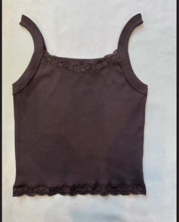 Musculosa Morley Marrón Chocolate con puntilla